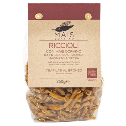 riccioli con Mais Corvino; pasta senza glutine